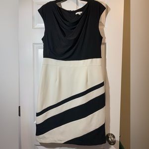 Studio One New York Womens Black White Stripe Cowl Neck Cocktail Dress Formal 12